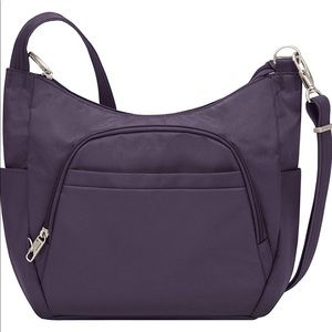 Travelon Anti-Theft Classic Crossbody Bucket Bag Purple